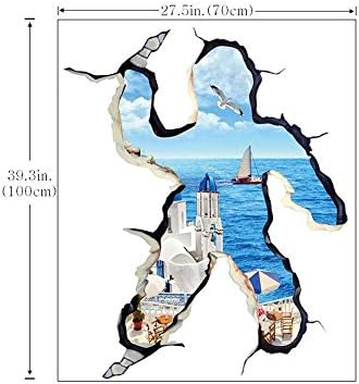 Praise U® Large 3D Aegean Sea Wall Sticker /Diy Bed Room Art Mural,with Romance and Fun /Removable Wallpaper/ Decor/Decals