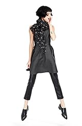 Bateau Neck Cotton/Faux-Leather/Tweed  Dress