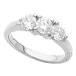 14K White Gold Diamond Three-Stone Engagement Ring - 1.00 Ct.