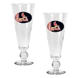 St. Louis Cardinals 2pc Pilsner Glass Set with Baseball on stem - Oval Logo MLB Baseball