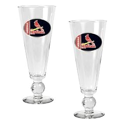 St. Louis Cardinals MLB 2pc Pilsner Glass Set with Baseball on stem - Oval Logo by Great American Products