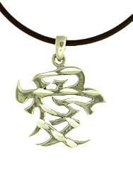 Beautiful! Diamond-cut Sterling-silver Chinese Love Sign Leather Rope pendant/necklaces