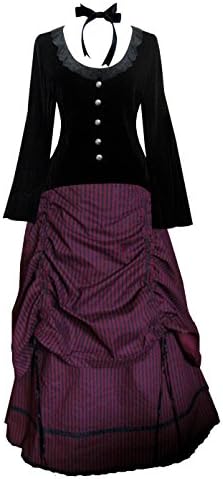 Victorian Valentine Steampunk Gothic Civil War Striped Women's Top &amp; Skirt (XL)