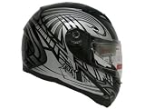 TMS Tribal Black Dual Visor Full FACE Motorcycle Helmet Dot W/ Smoke Sun Shield (XXLarge)