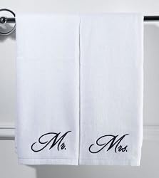 Set of 2 Mr. & Mrs. White Beach/Bath Towels
