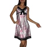 SILK COUTURE Womens Sexy Gorgeous Sleepwear Dress / Pajama Nightgown - Purple & White -Size: M-L