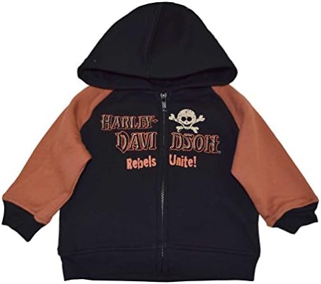 Harley-Davidson Baby Boys' Skull Cutie Fleece Hooded Sweatshirt, Black 4261362