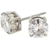 Pair of Stainless Steel Round CZ Standard Earrings: 20g 5mm
