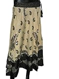 Womens Skirts Boho Bellydance Cream Black Butterfly Sequin Skirt 35 Inch