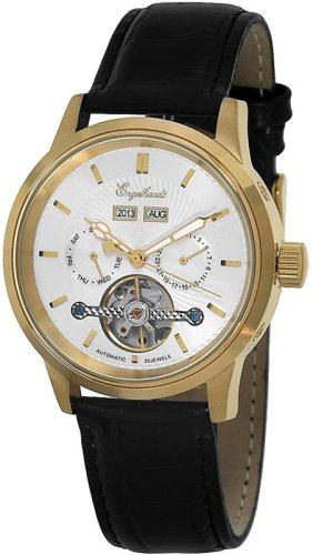 Engelhardt Automatik Herrenuhr, vergoldet mit Kalender und Glasboden