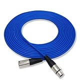 GLS Audio 25ft Mic Cable Patch Cords - XLR Male to XLR Female Blue Microphone Cables - 25' Balanced Mike Snake Cord - BLUE