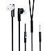 PWOW S500 In-Ear Earphones Headphones with Mic Stereo Earbuds Noodle Wired Earphones with Microphone & Volume Control Universal 3.5mm for iPhone/ Samsung/ Computer Black