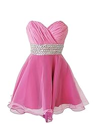 Strapless Organza Short Beaded Ruched Jeweled Sweetheart Prom Dress 
