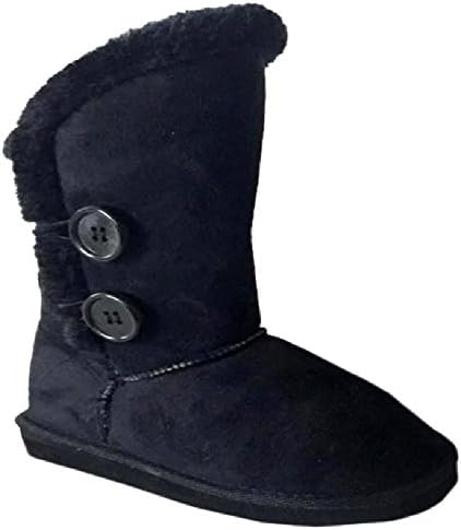 Arnina AMBER-2 kids girls Boots Furry Faux Suede Fur Lined Button Winter Bootie BLACK 9