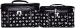 Cosmetic Case Two Piece Set - Black with White Paw Prints