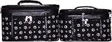Cosmetic Case Two Piece Set - Black with White Paw Prints