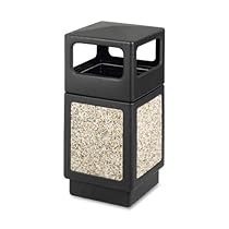 Hot Sale Safco Canmeleon Indoor/Outdoor Trash Can with Aggregate Panel, Side Open, 38 Gallon (9472NC)