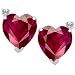 CandyGem 14k White Gold Lab Created Heart Shape Ruby and Diamonds Earring