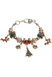Lova Jewelry "Winter Theme" Murano Glass Beaded Charm Bracelet