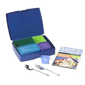 Laptop Lunch Bento Set 2.0 with Blue Outer Container, 5-Inner Containers, Utensils and User’s Guide