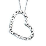 10K White Gold 1/4 ct. Diamond Heart Pendant with Chain