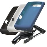 Brand NEW Black, White and Blue Silicone Skin Cover Cases and Car Charger for Blackberry Storm2 9550 9520