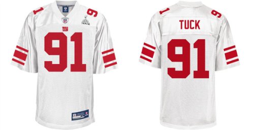 Super Bowl Xlvi NEW York Giants #91 Justin Tuck White Jerseys Authentic Football Jersey (XXL/54)
