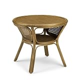 Round Lounge Coffee Table - Light Honey - Storage Shelf - FREE 48 Hr Dispatch