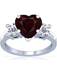 Platinum Heart Cut Ruby Three Stone Ring
