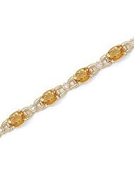 14kt Yellow Gold Oval Citrine and Diamond Bracelet