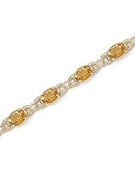 14kt Yellow Gold Oval Citrine and Diamond Bracelet