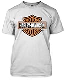 UPC 683258055147 product image for Harley-Davidson Men's Orange Bar & Shield White T-Shirt 30290590 | upcitemdb.com
