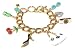 Gorgeous Lady's Girly Themed Chunky Charm Bracelet with Purse, Blue Heel Shoe, Champagne, Cherry & M