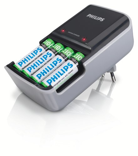 Philips Steckerladegerät SCB 2050 NB/12 inkl. NiMH Akku AA Mignon 2100 mAh 4er Pack