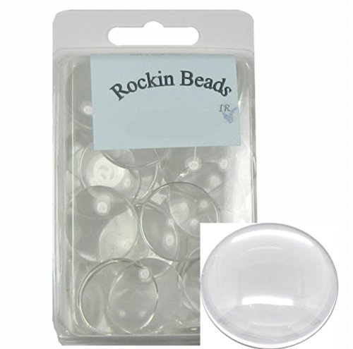 Rockin Beads Brand, 20 Clear Glass Dome Tile Cabochon Clear 30mm 1-1/4 Inch Non-calibrated Round