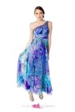 One Sleeve Empire Waist Watercolor Dress by Jump