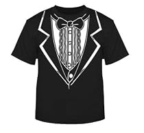 Black And White Ruffle Tuxedo T-Shirt (Black) #5