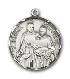 Sterling Silver St. Raphael the Archangel Pendant with Stainless Silver Heavy Curb Chain 24 inch