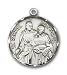 Sterling Silver St. Raphael the Archangel Pendant with Stainless Silver Heavy Curb Chain 24 inch
