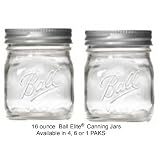 6 PAK - 16 oz. Ball Elite Canning Jars with lids: Treated by the HercuGlass process to be... by