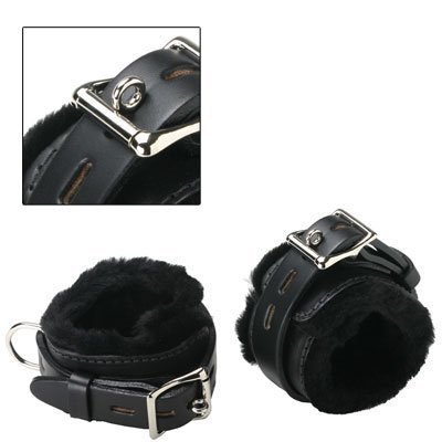 4 Pcs Black D-ring Furred Restraint Set: Wrist + Ankle Cuffs Unisex for Fetish Kinky Love Sex Games ~ Sm250 Shipped in Discrete Package , No Invoices Included