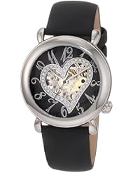 Stuhrling Original Womens 109SW.121B1 Amour Aphrodite Delight Automatic Skeleton Black Leather Watch