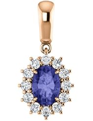14K Rose Gold 7.00x5.00mm Oval Cut Tanzanite and Diamond Pendant -- LIFETIME WARRANTY