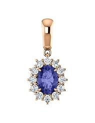 18K Rose Gold 7.00x5.00mm Oval Cut Tanzanite and Diamond Pendant -- LIFETIME WARRANTY