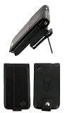 Apple iPhone 3G - Special Black Premium Leather Flip Case with Removable Video Stand Rotating Belt Clip - Bundled with Screen Protector (Not Compatible with 1st Generation iPhone)