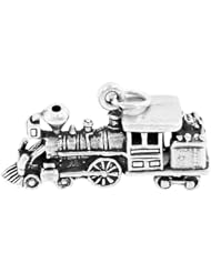 Sterling Silver Large Three Dimensional Train Charm
