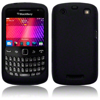 BLACKBERRY CURVE 9370/9360/9350 SILICON SKIN CASE - BLACK, WITH QUBITS-BRANDED MICROFIBER CLEANING CLOTH