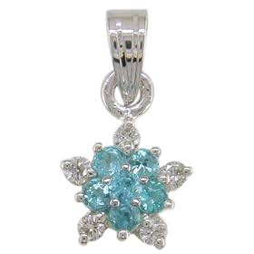 14KW Paraiba Tourmaline and Diamond Flower Pendant by