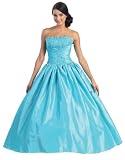 Ball Gown Strapless Formal Prom Dress #567 (6, Turquoise)