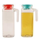 Bormioli Rocco Gelo 2-Piece Glass Pitcher Set with Lids, Red and Green